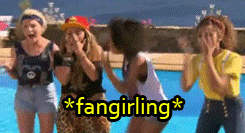 A groupe of girls fangirling