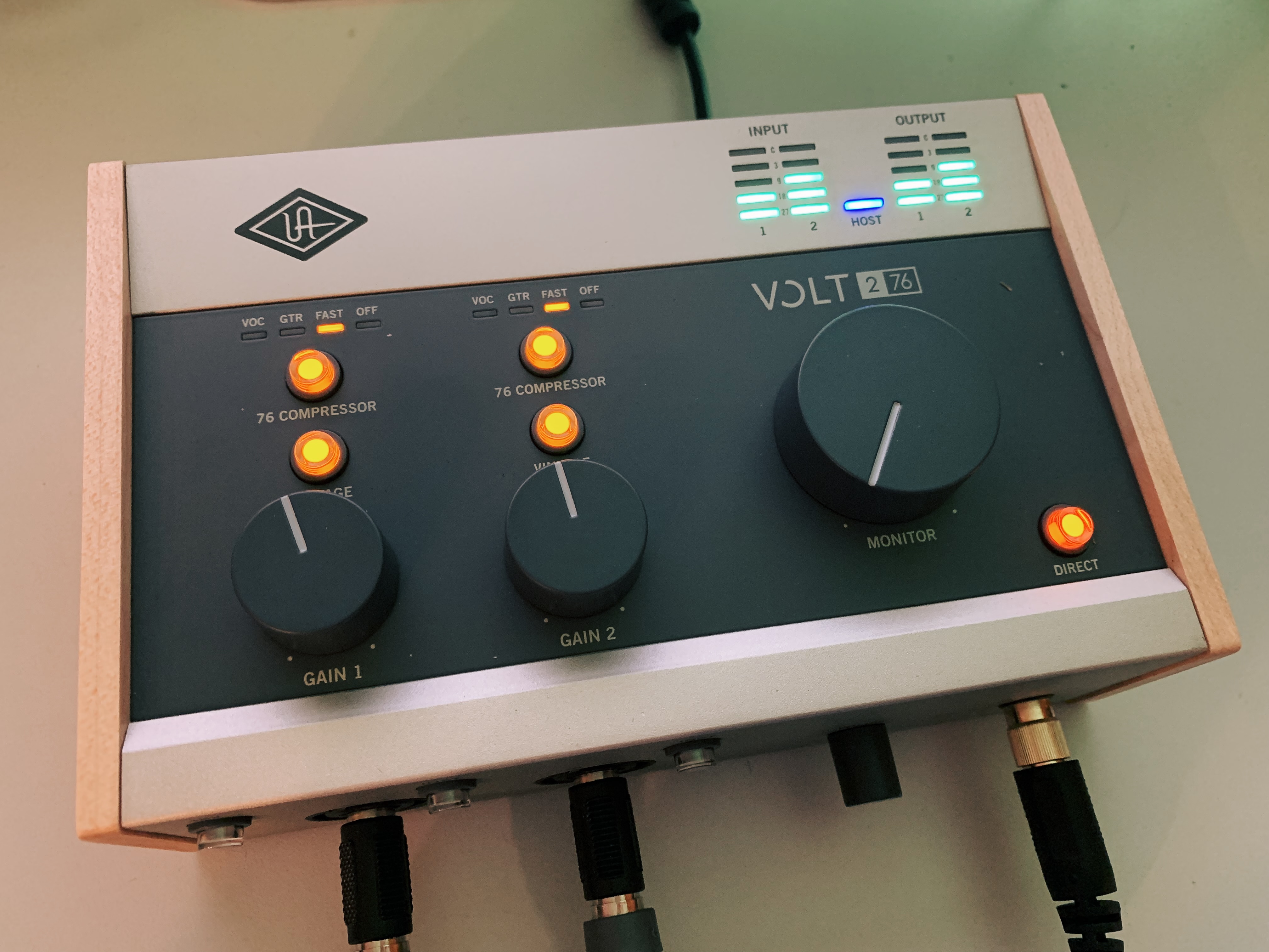 Universal Audio Volt 276 sitting on a desk