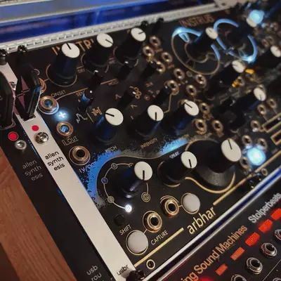 Allen Synthesis USB router module installed in a Eurorack modular system, next to arbhar and Lúbadh