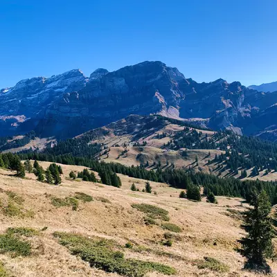 The Diablerets massif seen from the Col de la Croix.