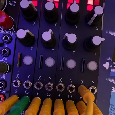 The four prok modules arranged side by side in an eurorack case.