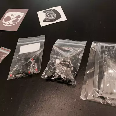 The bags with all the differents litlle parts of the module